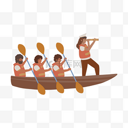 划桨人图片_领导和团队员工划着船向公司目标