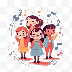 卡通儿童节唱歌的儿童