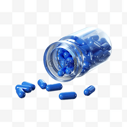 蓝色医疗健康图片_蓝色药丸瓶