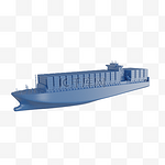 C4D蓝色科技风远洋货轮模型