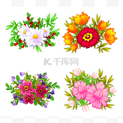 卡通花卉背景图片_设置花束