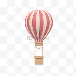 红色热气球png图片_3D立体红色热气球