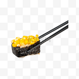 筷子夹寿司图片_筷子夹着的玉米寿司