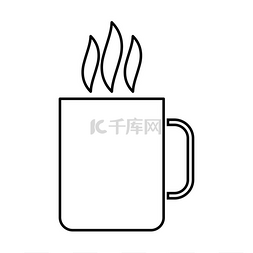 咖啡杯轮廓图图片_带热饮图标的杯子。