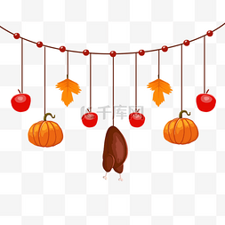 挂起的番茄南瓜感恩节边框