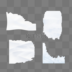 撕纸撕纸图片_白色仿真撕纸纸张套图便签