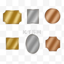 铜素材图片_金属板框金色银色铜色3d徽章