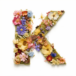 k图片_创意英文花卉字母K