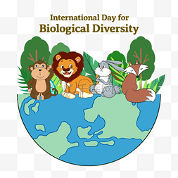 保护环境地球卡通图片_植物生物动物卡通世界生物多样性