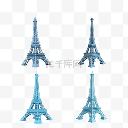 艾弗尔铁塔线描图片_蓝色浪漫铁塔模型