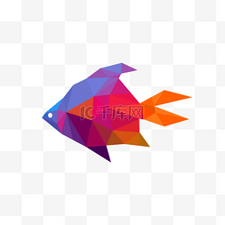 抽象鱼图片_游动的渐变色低聚抽象鱼