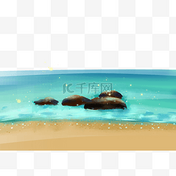 海滩石头图片_大海海浪石块