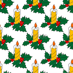 火焰的背景设计图片_圣诞蜡烛无缝图案背景用于节日设