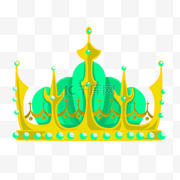 绿色宝石帽子卡通金色皇冠