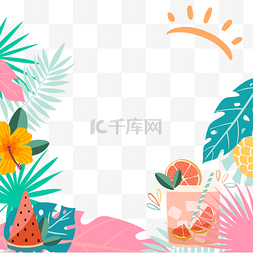 可爱夏季instagram热带树叶故事边框