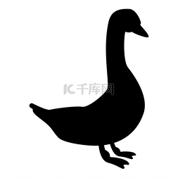 禽流感图片_鹅图标黑色矢量插图平面风格简单