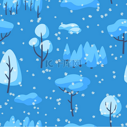 雪场雪圈图片_冬季无缝燕鸥有森林树木和灌木丛