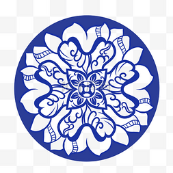 古典花纹青花瓷中式底纹蓝色
