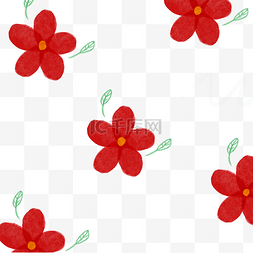 手绘水彩小红花花朵