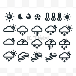 天气图标icon图片_一套天气图标