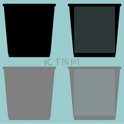 桶桶宁静或垃圾桶与金属纸图标。