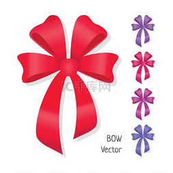 紫色的蝴蝶结图片_矢量弓集已隔离礼物蝴蝶结的颜色