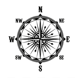 复古罗盘指南针图片_玫瑰风带方向箭头的航海罗盘矢量