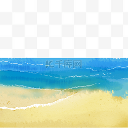 水彩海水图片_金色沙滩海水海浪水彩边框