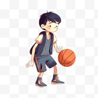 卡通运动创意元素打篮球