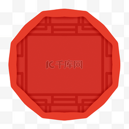 红色背景手绘线条韩国传统边框花
