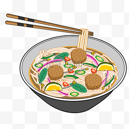 一碗肉丸图片_一碗越南食物越南米粉