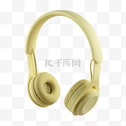 黄色耳机图片_黄色科技头戴式无线耳机