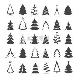 圣诞树极简图片_简单的圣诞树图标。