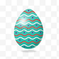复活节彩蛋水彩图片_红白线条可爱蓝色复活节彩蛋