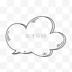 云朵对话气泡图片_可爱简约黑白云朵线稿气泡对话框