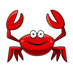 卡通海洋贝类图片_快乐的红海蟹，有大爪子和一张笑