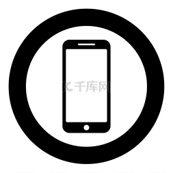 触屏电话图片_智能手机图标圆圈黑色矢量插图平