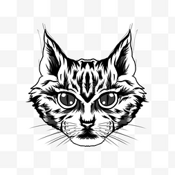 动物皮纹素材图片_单色调猫咪纹肖像纹身