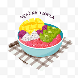 食品小清新背景图片_巴西莓果碗和餐巾