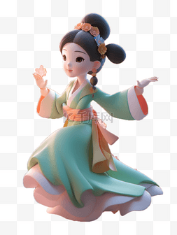 古代女孩人物图片_3D立体卡通中国风汉服女孩人物形