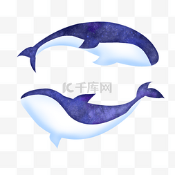 鲸鱼水彩星空简约风格