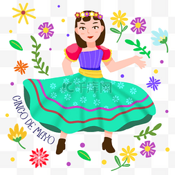 女孩跳舞庆祝花cinco de mayo