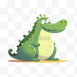 卡通恐龙绿色图片_卡通可爱恐龙动物插图