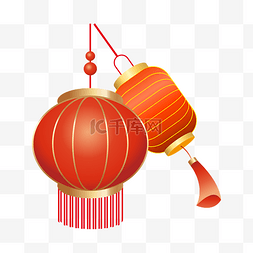 中国风新年兔年立体灯笼png