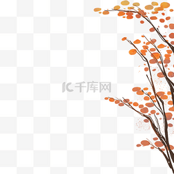 树叶风图片_中国风古风水彩树木树叶