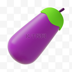 紫色卡通图片_紫色卡通C4D立体茄子食物