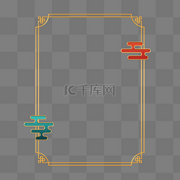边框中国风祥云图片_极简中国风立体金色浮雕国潮边框