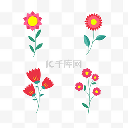花朵平面平面图片_春天花朵剪贴画卡通小红花