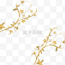 光效花朵植物枝条金边边框