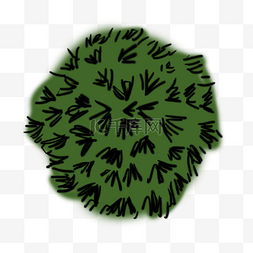 绿色树木漫画素材图片_黑色绿色简约漫画树顶